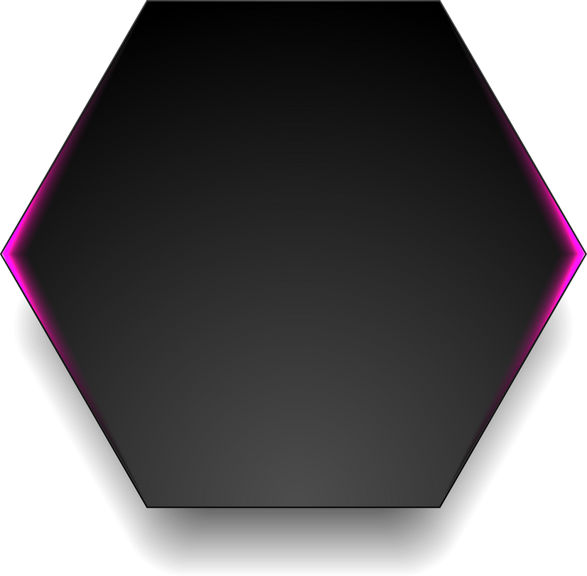 Black hexagon with glowing purple light abstract background
