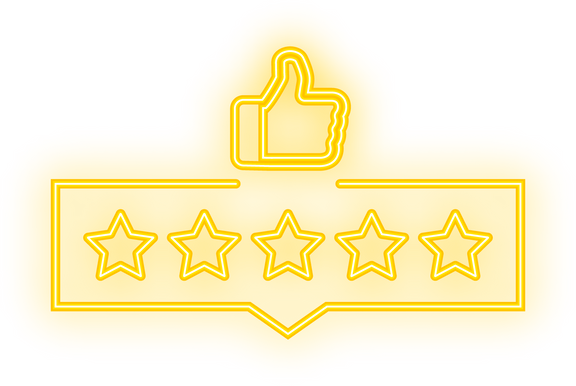 Rating stars neon sign. User reviews, rating, classification